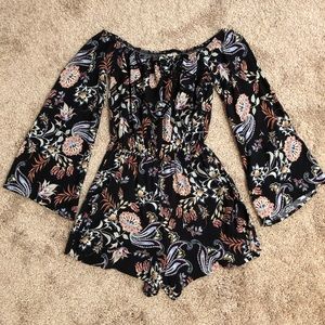 Floral, off the shoulder, romper